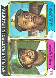 1974 Topps Baseball Cards      203     Reggie Jackson/Willie Stargell LL